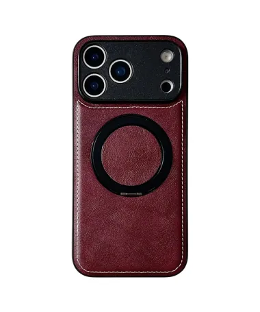 Coque iPhone 17 Pro Max Effet Cuir Surpiqué avec Anneau