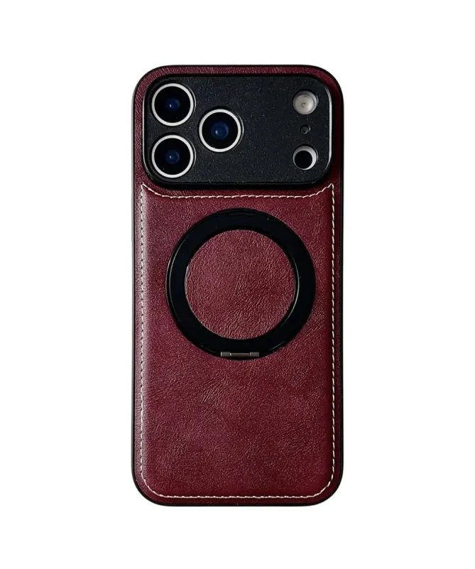 Coque iPhone 17 Pro Max Effet Cuir Surpiqué avec Anneau