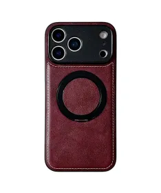 Coque iPhone 17 Pro Max Effet Cuir Surpiqué avec Anneau