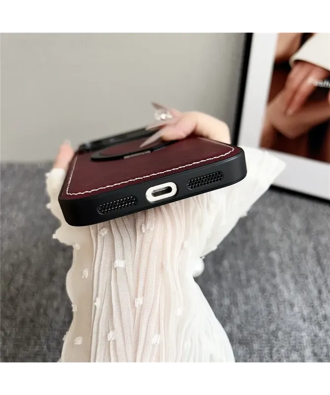 Coque iPhone 17 Pro Max Effet Cuir Surpiqué avec Anneau