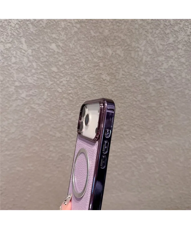 Coque iPhone 17 Pro Max Effet Cuir Grainé et Contour Métal