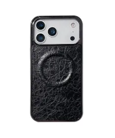 Coque iPhone 17 Pro Max à Texture Litchi Craquelée