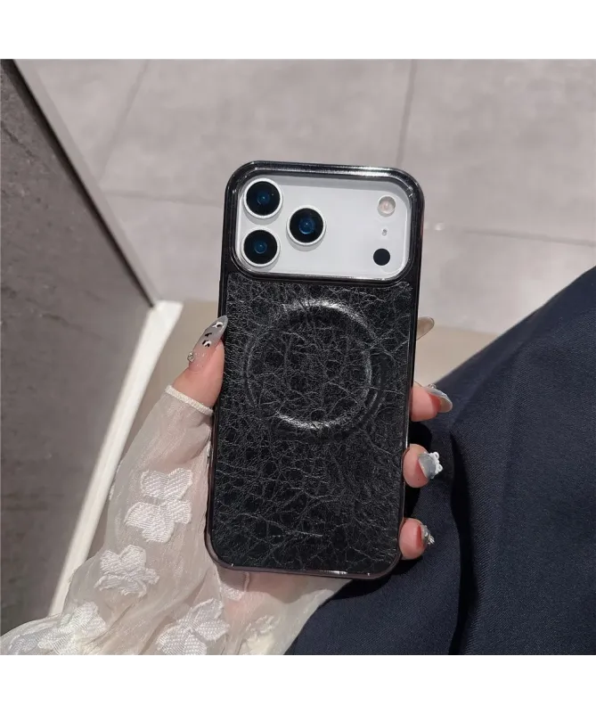 Coque iPhone 17 Pro Max à Texture Litchi Craquelée