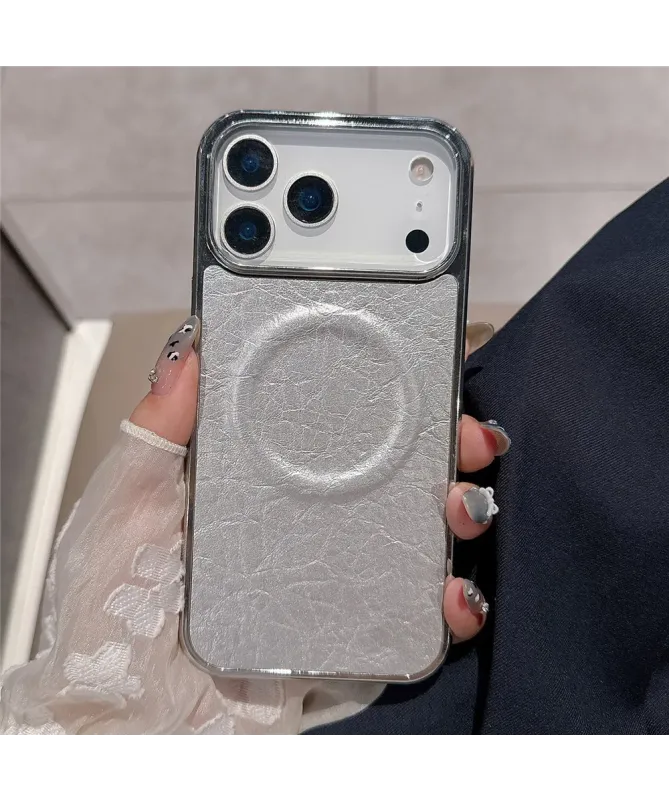 Coque iPhone 17 Pro Max à Texture Litchi Craquelée