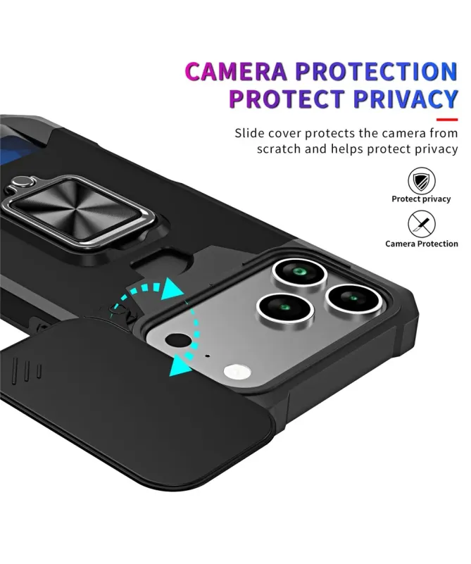 Coque iPhone 17 Pro Max antichoc avec support et cache caméra