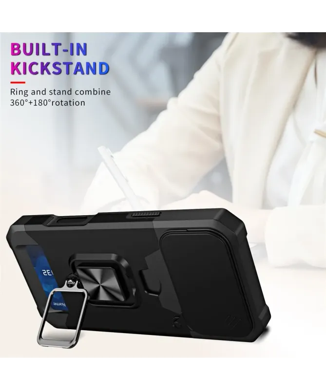 Coque iPhone 17 Pro Max antichoc avec support et cache caméra