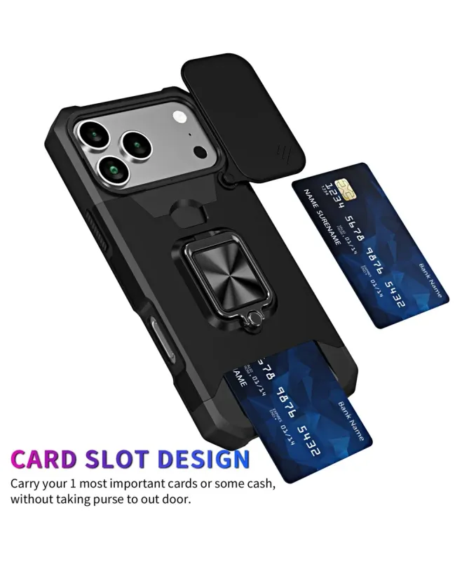 Coque iPhone 17 Pro Max antichoc avec support et cache caméra