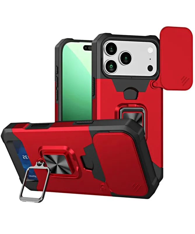 Coque iPhone 17 Pro Max antichoc avec support et cache caméra