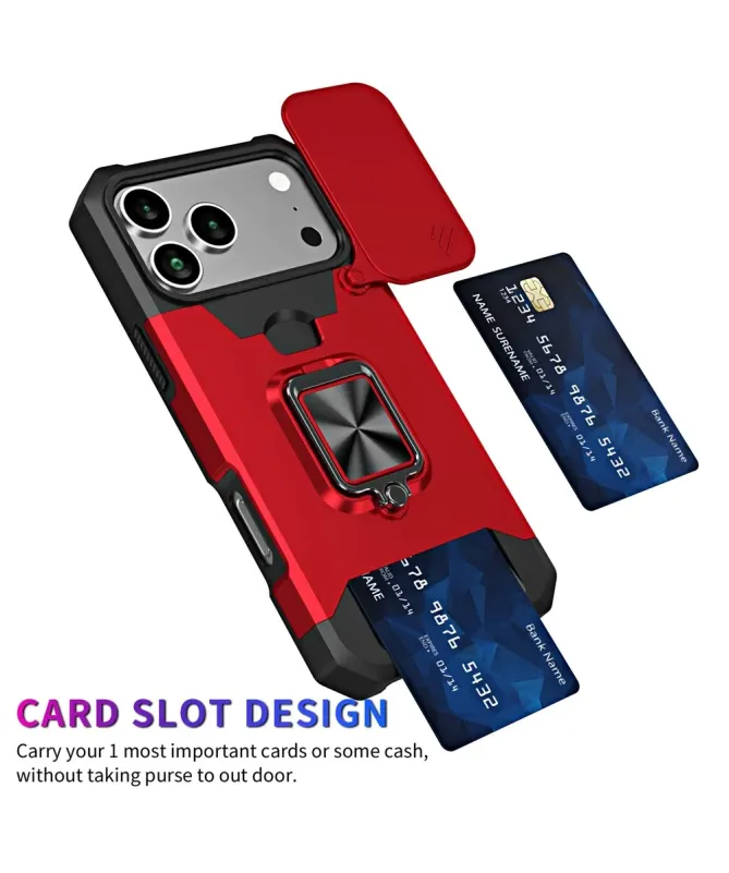 Coque iPhone 17 Pro Max antichoc avec support et cache caméra