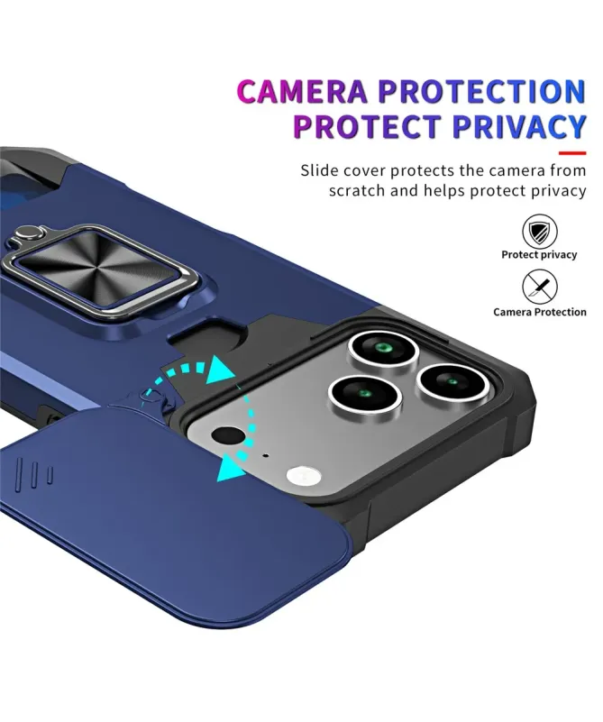 Coque iPhone 17 Pro Max antichoc avec support et cache caméra