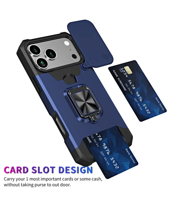 Coque iPhone 17 Pro Max antichoc avec support et cache caméra