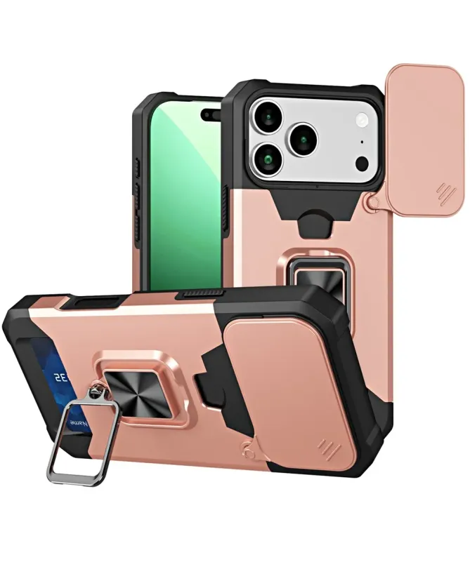 Coque iPhone 17 Pro Max antichoc avec support et cache caméra