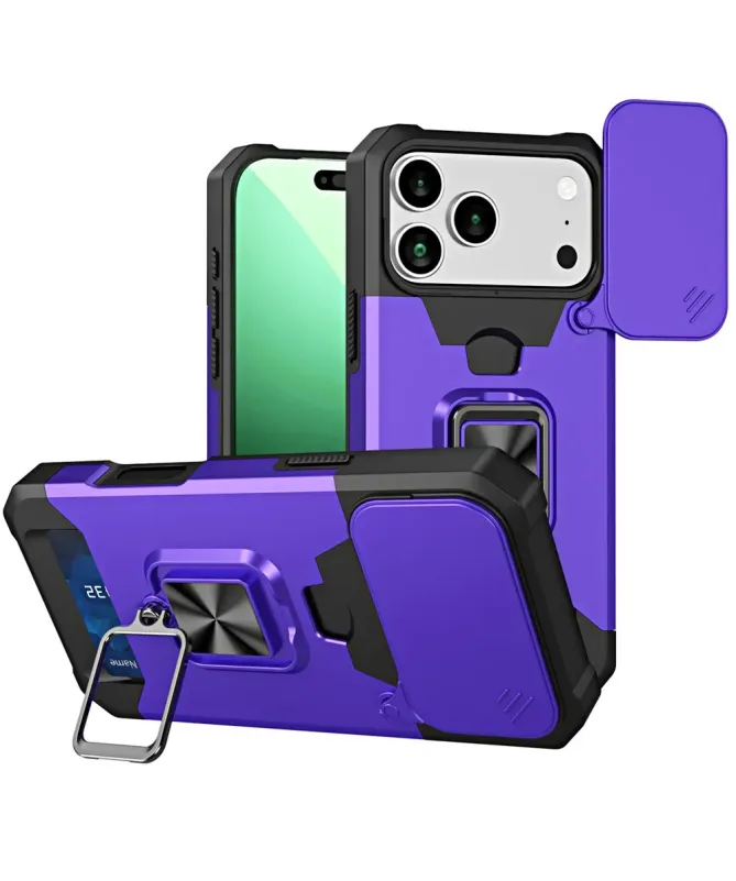 Coque iPhone 17 Pro Max antichoc avec support et cache caméra