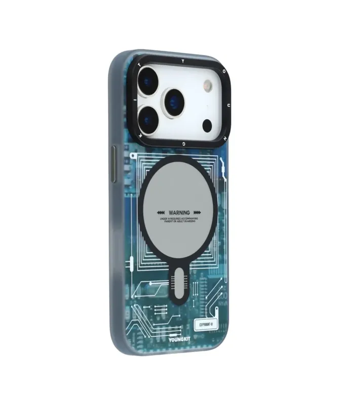 Coque iPhone 17 Pro Max à Motif Circuit Imprimé MagSafe