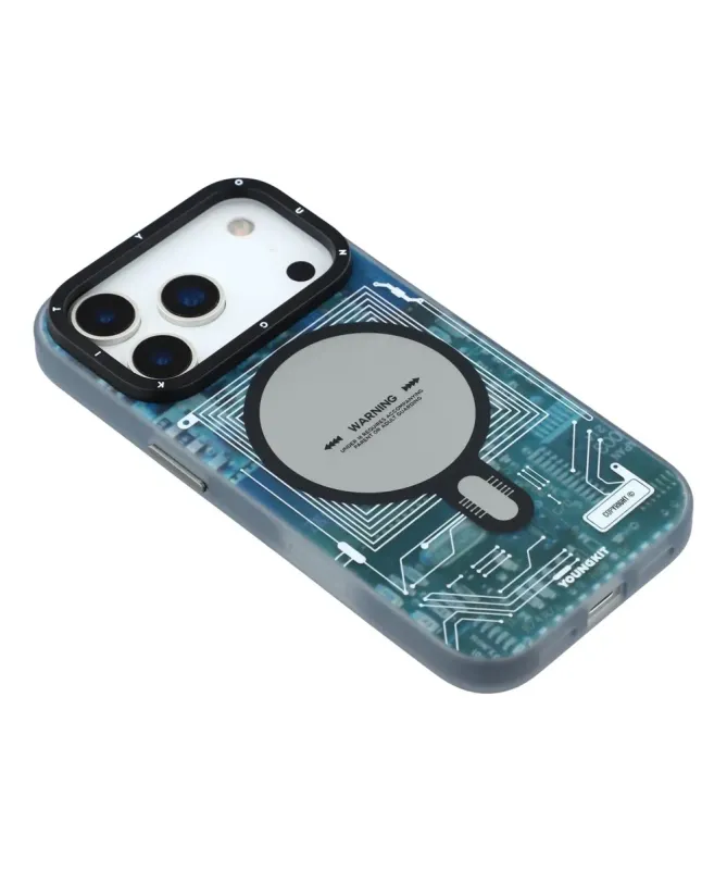 Coque iPhone 17 Pro Max à Motif Circuit Imprimé MagSafe