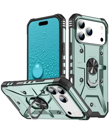 Coque iPhone 17 Pro Max avec anneau rotatif | Defender Vert - photo 2