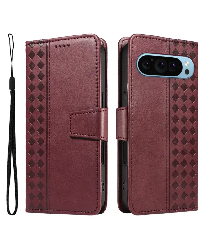 Housse Google Pixel 10 Pro XL Porte-Cartes à Motif Damier