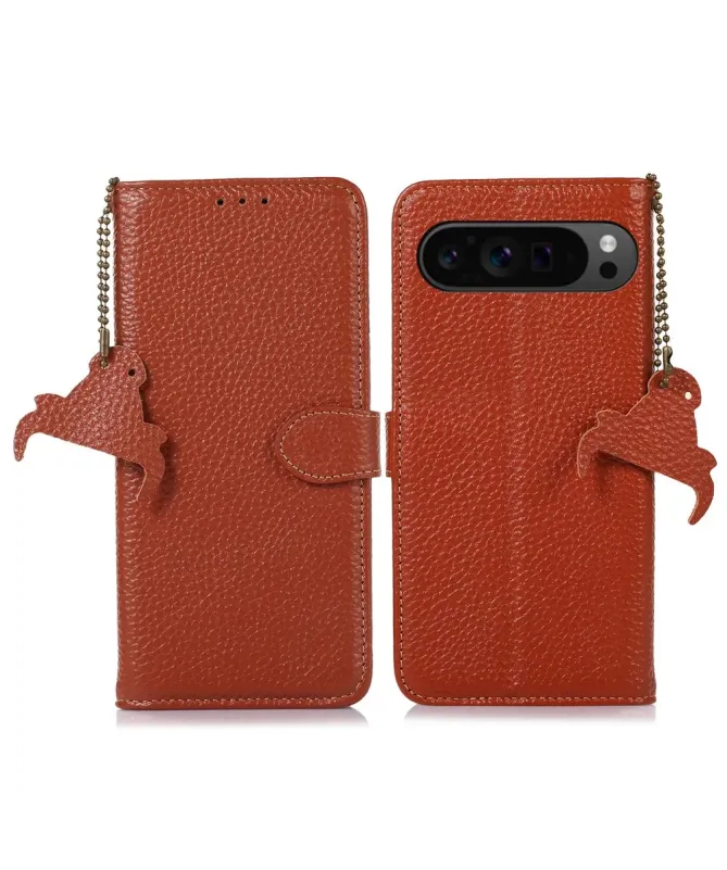 Housse Google Pixel 10 Pro XL en Cuir Véritable Anti-RFID