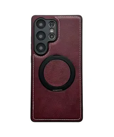 Coque Samsung Galaxy S25 Ultra Effet Cuir Surpiqué avec Anneau