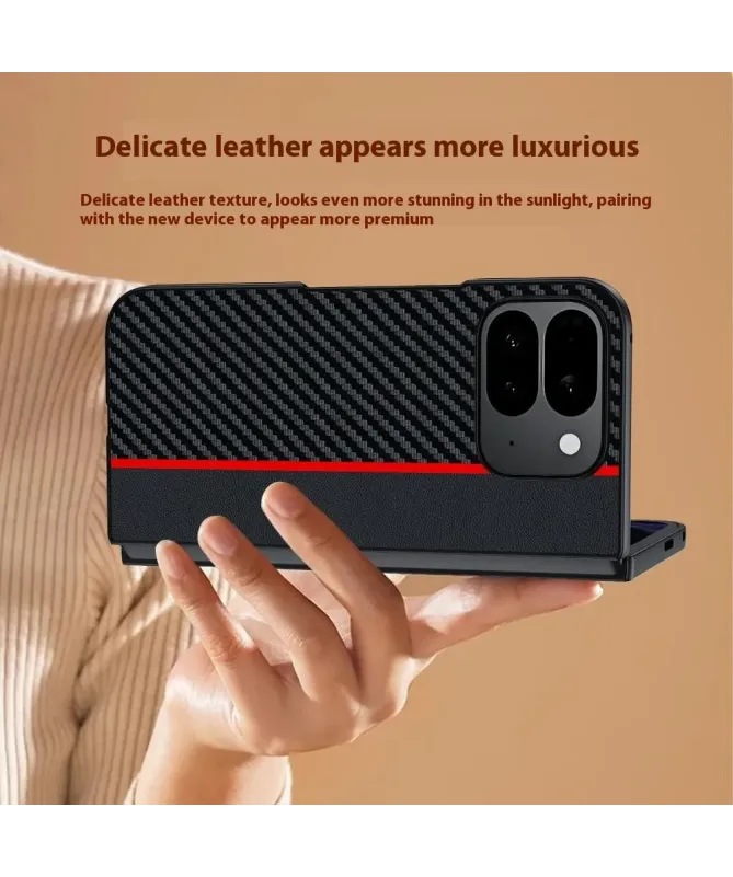 Coque Google Pixel 10 Pro Fold à Texture Carbone et Bande Contrastante