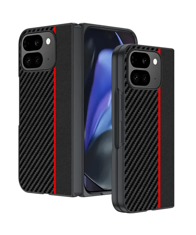 Coque Google Pixel 10 Pro Fold à Texture Carbone et Bande Contrastante