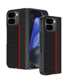 Coque Google Pixel 10 Pro Fold à Texture Carbone et Bande Contrastante