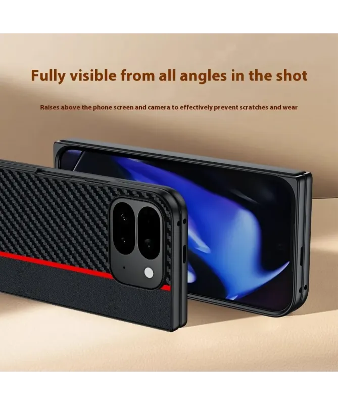 Coque Google Pixel 10 Pro Fold à Texture Carbone et Bande Contrastante