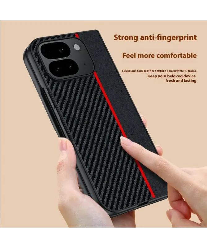 Coque Google Pixel 10 Pro Fold à Texture Carbone et Bande Contrastante