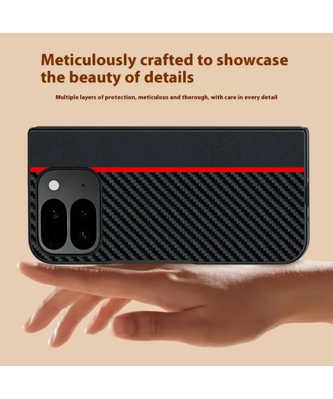 Coque Google Pixel 10 Pro Fold à Texture Carbone et Bande Contrastante