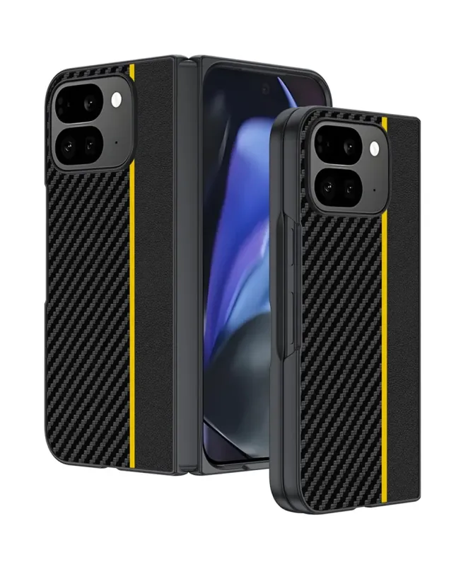 Coque Google Pixel 10 Pro Fold à Texture Carbone et Bande Contrastante