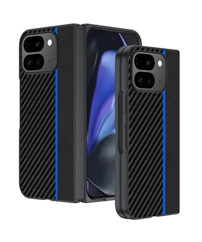 Coque Google Pixel 10 Pro Fold à Texture Carbone et Bande Contrastante