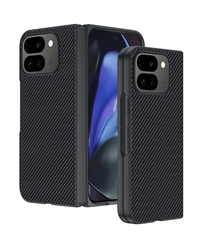 Coque Google Pixel 10 Pro Fold à Texture Carbone et Bande Contrastante