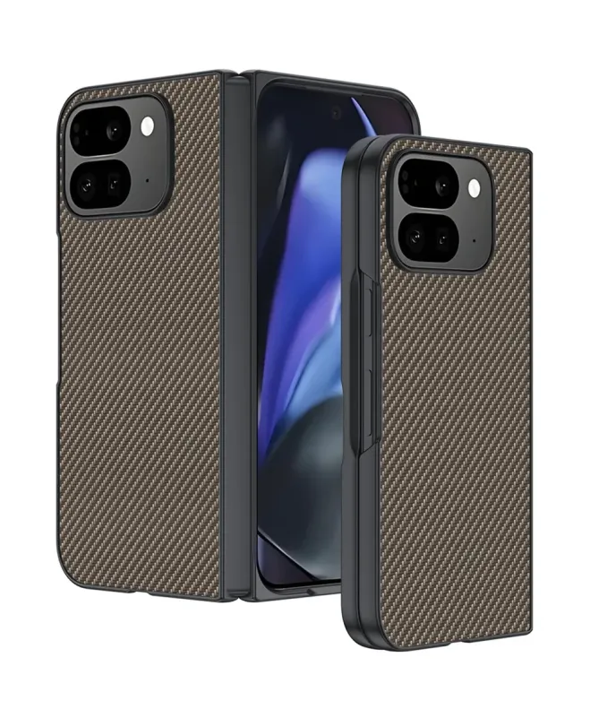 Coque Google Pixel 10 Pro Fold à Texture Carbone et Bande Contrastante