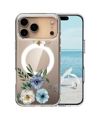 Coque iPhone 17 Pro Max Fleurs Bleues et Blanches | BOTANIC