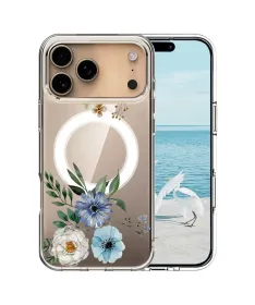 Coque iPhone 17 Pro Max Fleurs Bleues et Blanches | BOTANIC