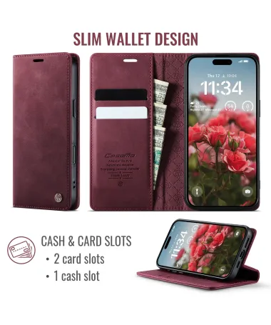 Housse iPhone 17 Pro Max Golias imitation cuir Vin Rouge - photo 15