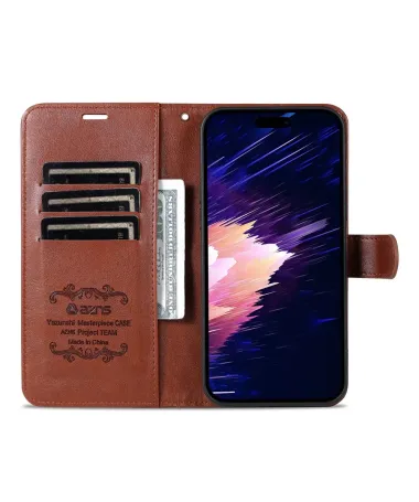 Housse iPhone 17 Pro Max AZNS Simili Cuir Marron - photo 2