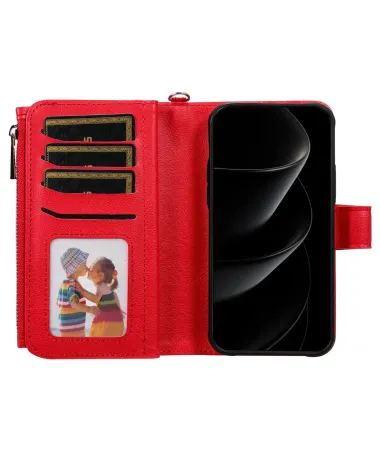 Housse iPhone 17 Pro Max 2-en-1 Détachable avec Zip Rouge - photo 27