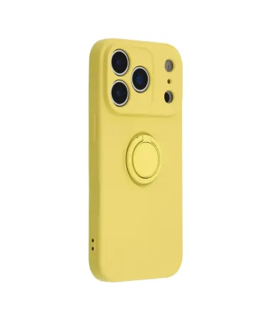 Coque iPhone 17 Pro Max silicone liquide avec anneau Jaune - photo 12