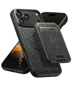 Coque iPhone 17 Pro Max avec Portefeuille et Support Texturé