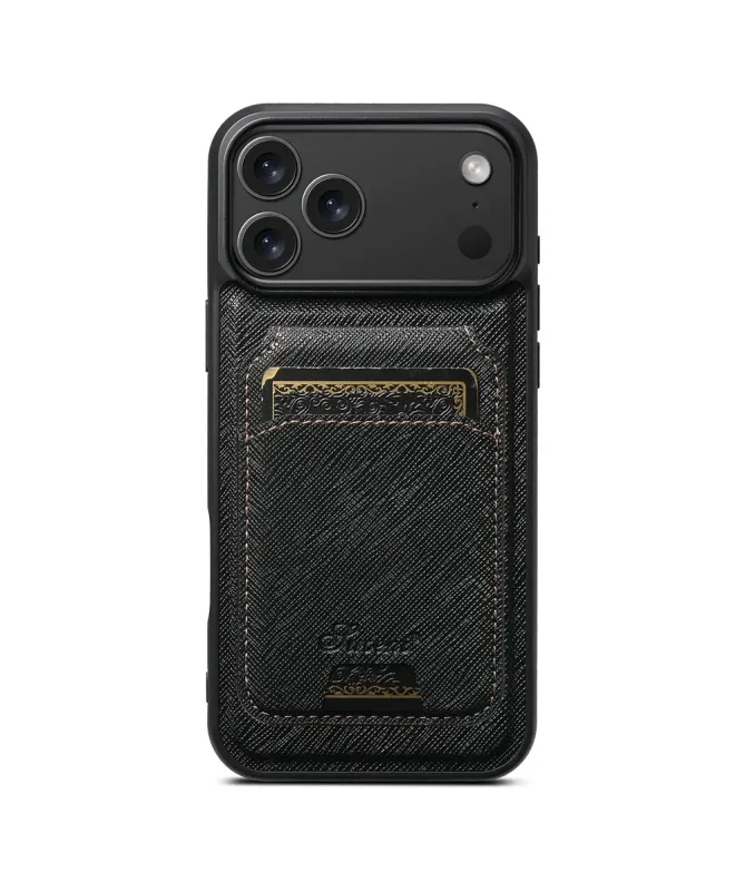 Coque iPhone 17 Pro Max avec Portefeuille et Support Texturé