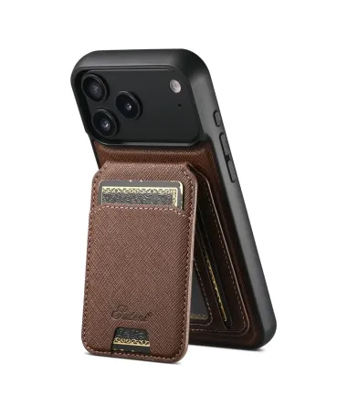 Coque iPhone 17 Pro Max avec Portefeuille et Support Texturé Marron - photo 10