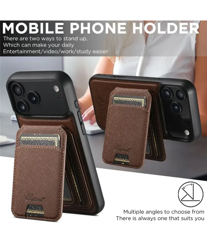 Coque iPhone 17 Pro Max avec Portefeuille et Support Texturé