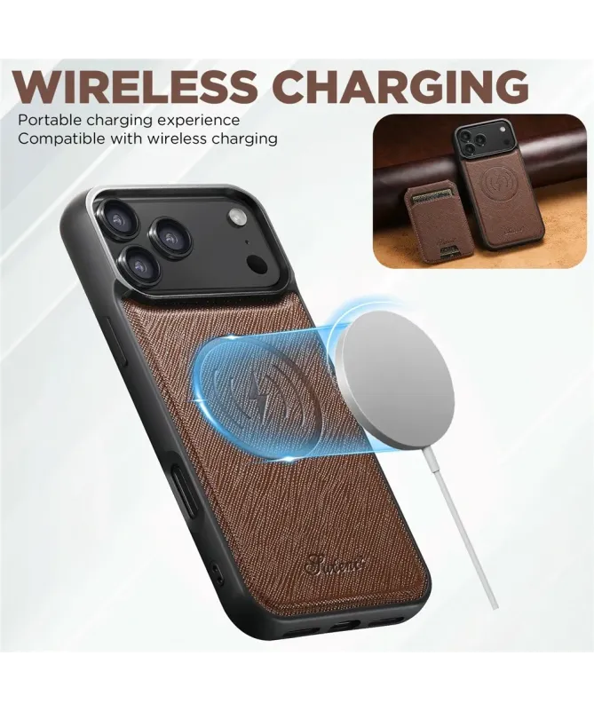 Coque iPhone 17 Pro Max avec Portefeuille et Support Texturé