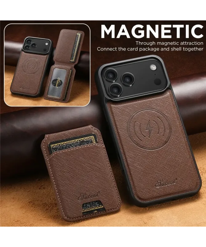 Coque iPhone 17 Pro Max avec Portefeuille et Support Texturé