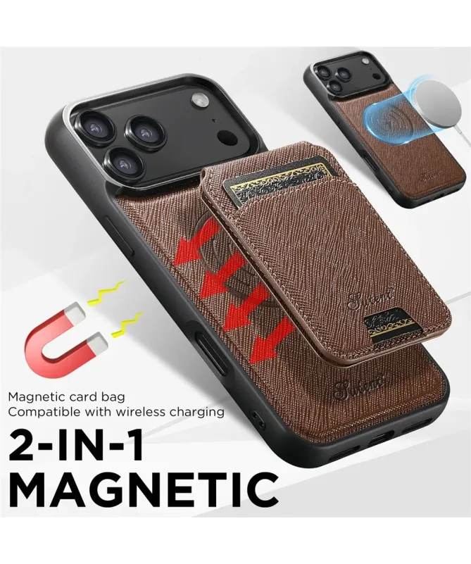 Coque iPhone 17 Pro Max avec Portefeuille et Support Texturé