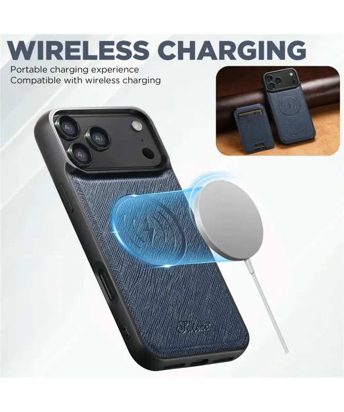 Coque iPhone 17 Pro Max avec Portefeuille et Support Texturé