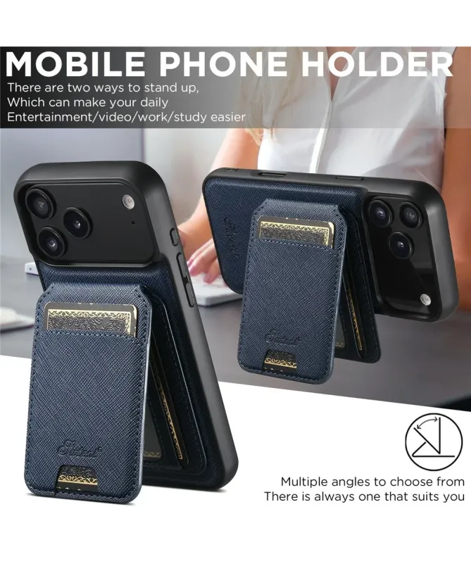 Coque iPhone 17 Pro Max avec Portefeuille et Support Texturé