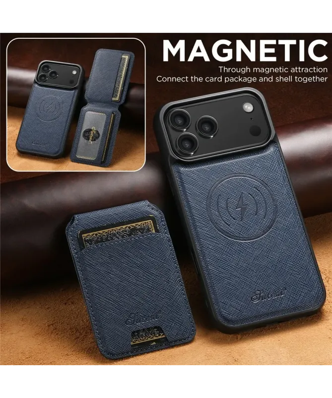 Coque iPhone 17 Pro Max avec Portefeuille et Support Texturé