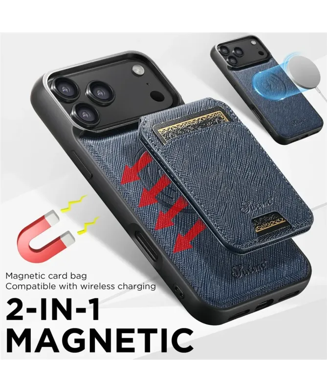 Coque iPhone 17 Pro Max avec Portefeuille et Support Texturé